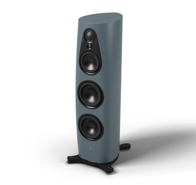 Linn 360 Speaker in the Clydebuilt colour which is a blue/grey shade