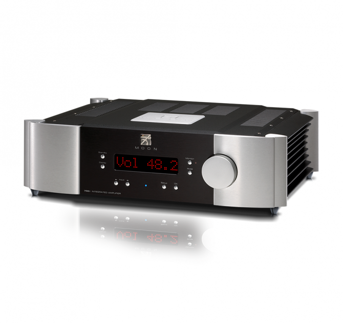 Moon 700i V2 Integrated Amplifier in silver and black.