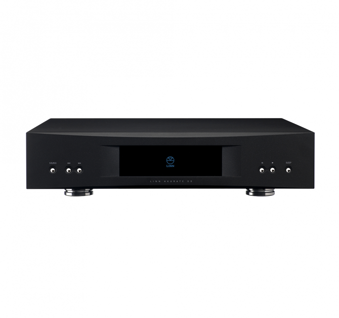 Linn Akurate DS in black, front and top view.