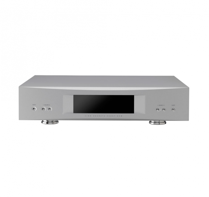 Linn Akurate DSM in silver, front and top view.