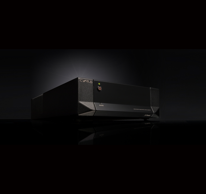 Cyrus X Power Amplifier on a black background.
