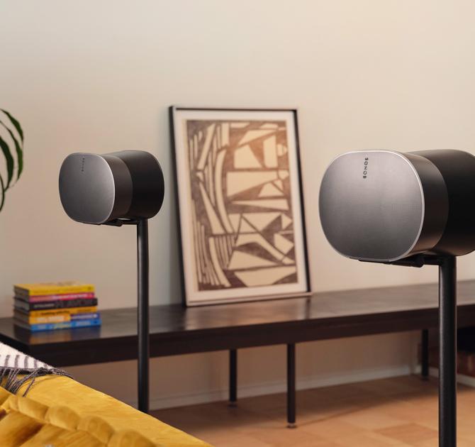 SONOS Era 300 Loudspeaker - a pair in black on stands