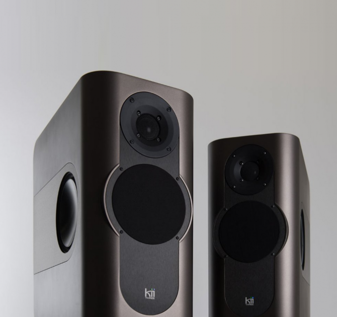 A pair of Kii Three Loudspeakers in Iced Bronze Metallic
