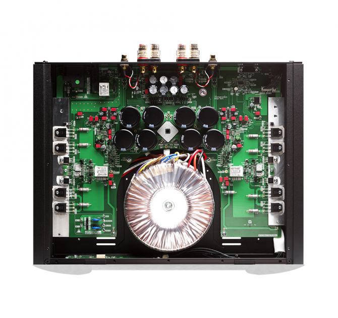 Moon 330A Stereo Balanced Power Amplifier view of the inside circuitry.