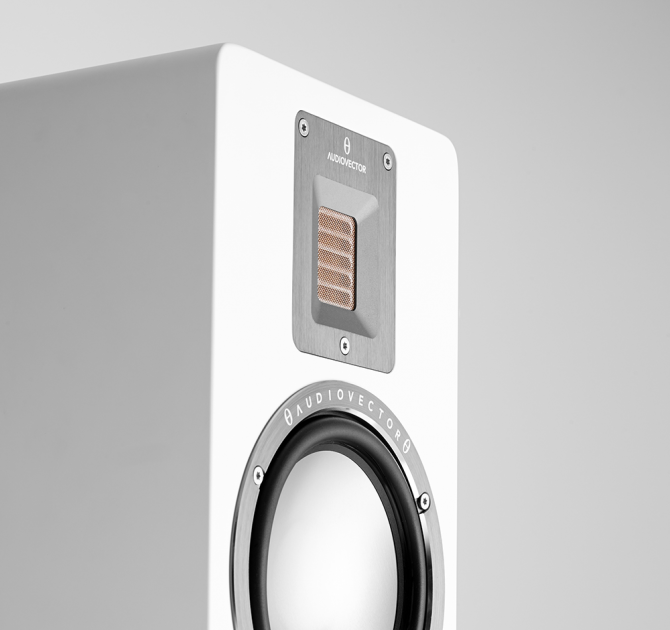 Audiovector QR1 in white silk.  Close-up
