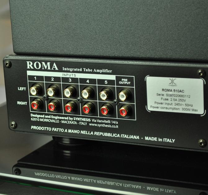 View of the rear left side of the Synthesis Roma 510AC Amplifier