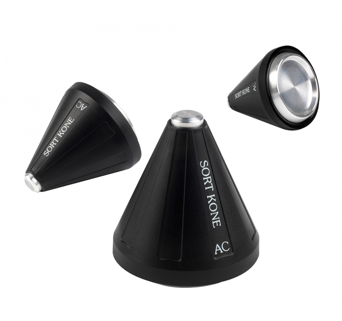 Three Nordost Sort Kones angled to see different views of them