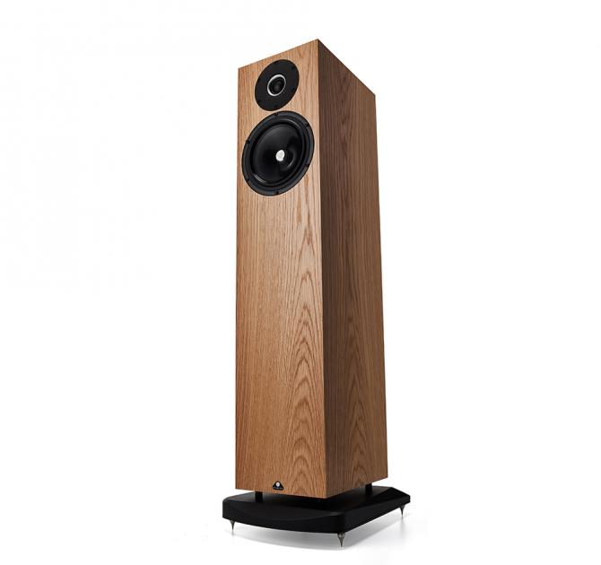A Kudos Super 20A Loudspeaker - photo taken from low down, looking up at one speaker