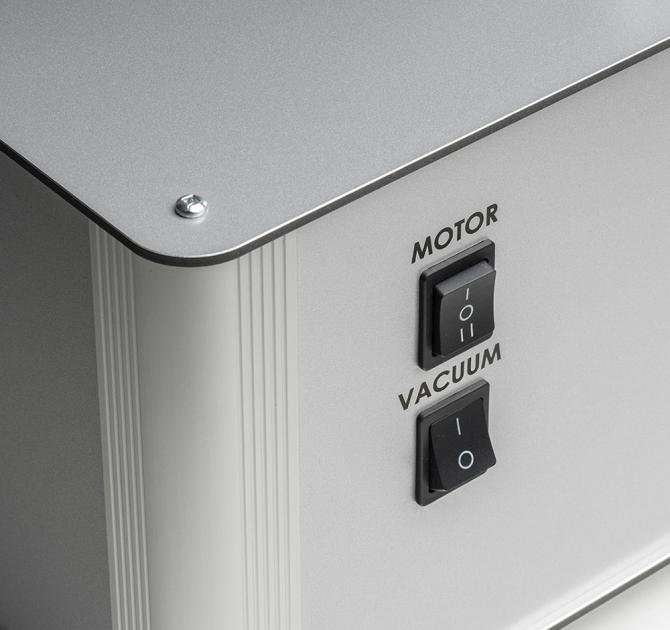 Project VC-S3 Vinyl Cleaning System.  close-up of the motor switch and the vacuum switch