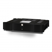MOON 760A Dual Mono Power Amplifier.  Front, side and top view.