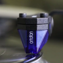 Ortofon 2M Blue cartridge playing a record