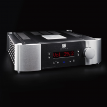 Moon 700i V2 Integrated Amplifier on a black background.