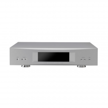 Linn Akurate DSM in silver, front and top view.
