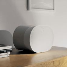 SONOS Era 300 Loudspeaker in white, on a sideboard