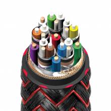 AudioQuest FireBird 48 HDMI A/V Cable cut away showing numerous colourful cables inside