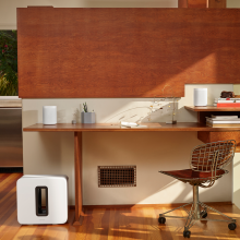 SONOS Sub under a desk