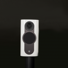 A single Kii Three Loudspeaker in gloss white