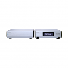 Melco N10/2 Digital Music Library in silver.  The two boxes are beside each other