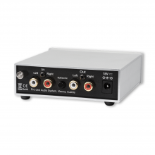 Project Phono Box S2 Ultra MM/MC Phono stage in silver, rear view