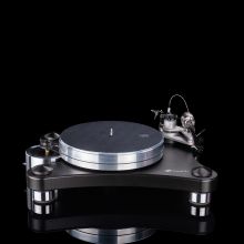 VPI Prime 21 Plus Turntable in black on a black background reflected
