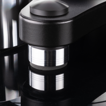 VPI Prime 21 Plus Turntable in black.  Close-up of a corner.