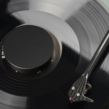 Project Record Puck E on a record in black