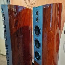 A pair of Audiovector R10 Arreté Loudspeakers at the Munich HiFi Show