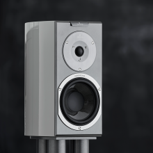 Audiovector R1 Signature in custom grey against a black background