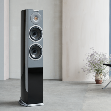 Audiovector R3 Arreté with a vase of flowers in the background