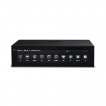 Rose RS150 Network Streamer, DAC and pre-amplifier in black front and top view
