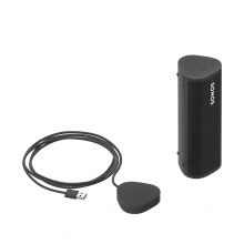 SONOS Roam SL in black beside a charger