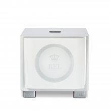 REL T/9x Sub-woofer in white, front view with grille